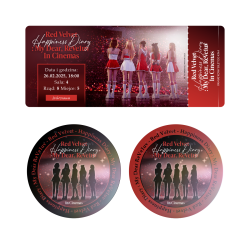 Zestaw dwóch holograficznych naklejek Red Velvet Happiness Diary: My Dear, ReVe1uv + BILET GRATIS!