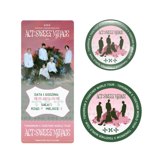 Zestaw perłowa przypinka i naklejka TOMORROW X TOGETHER ACT : SWEET MIRAGE (wersja 2) + BILET GRATIS!