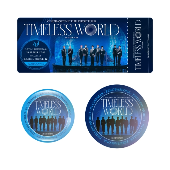 Zestaw holograficzna przypinka i naklejka ZEROBASEONE THE FIRST TOUR: TIMELESS WORLD (wersja 1) + BILET GRATIS!