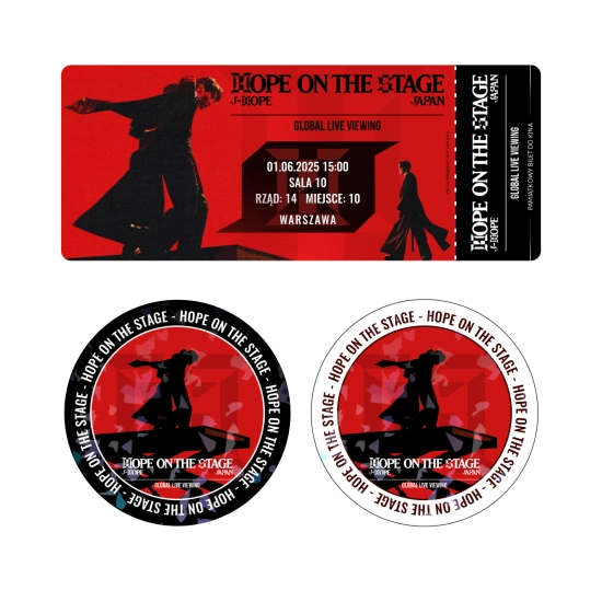 Zestaw dwóch holograficznych naklejek J-HOPE TOUR 'HOPE ON THE STAGE' IN JAPAN + BILET GRATIS!