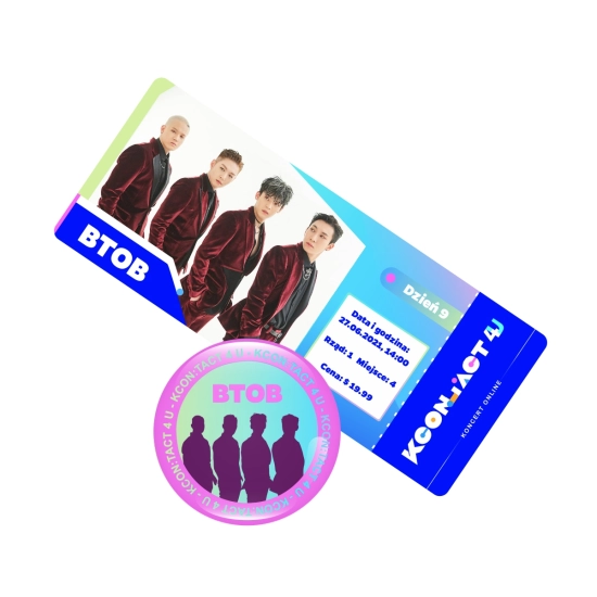 Holograficzna przypinka KCON - BTOB (wersja 2) + BILET GRATIS!