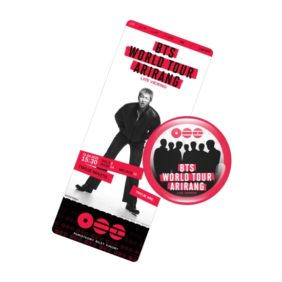 Holograficzna przypinka BTS World Tour ‘ARIRANG’: Live Viewing + BILET GRATIS!