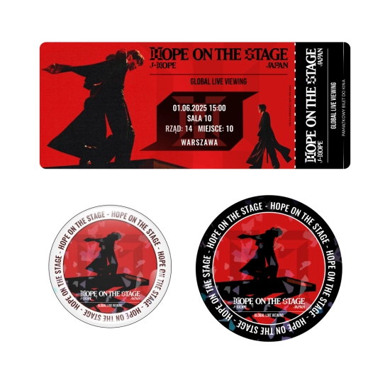 Zestaw holograficzna przypinka i naklejka J-HOPE TOUR 'HOPE ON THE STAGE' IN JAPAN (wersja 2) + BILET GRATIS!