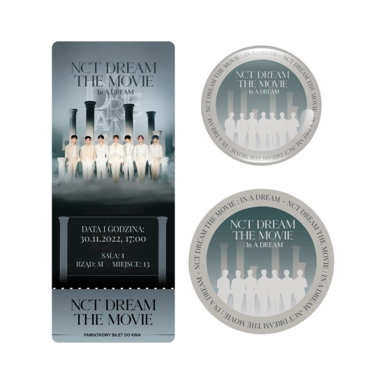 Zestaw perłowa przypinka i naklejka NCT DREAM THE MOVIE : In A DREAM (wersja 2) + BILET GRATIS!